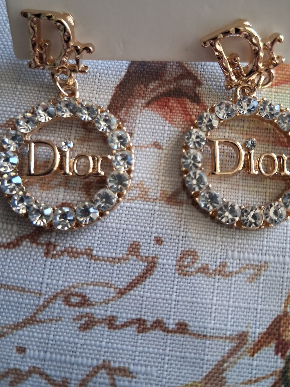 Fashion Jewelry Gold-Tone Hoop Drop Earrings with Clear Crystals